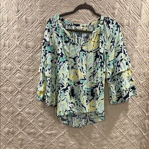 crown & ivy Multicolor Leaf Print Blouse
